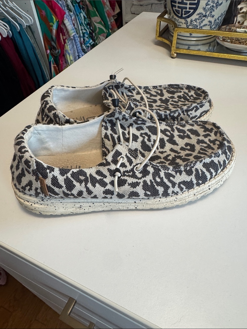 Hey Dude women Animal Print Casual Slip-On Shoes - Black & White